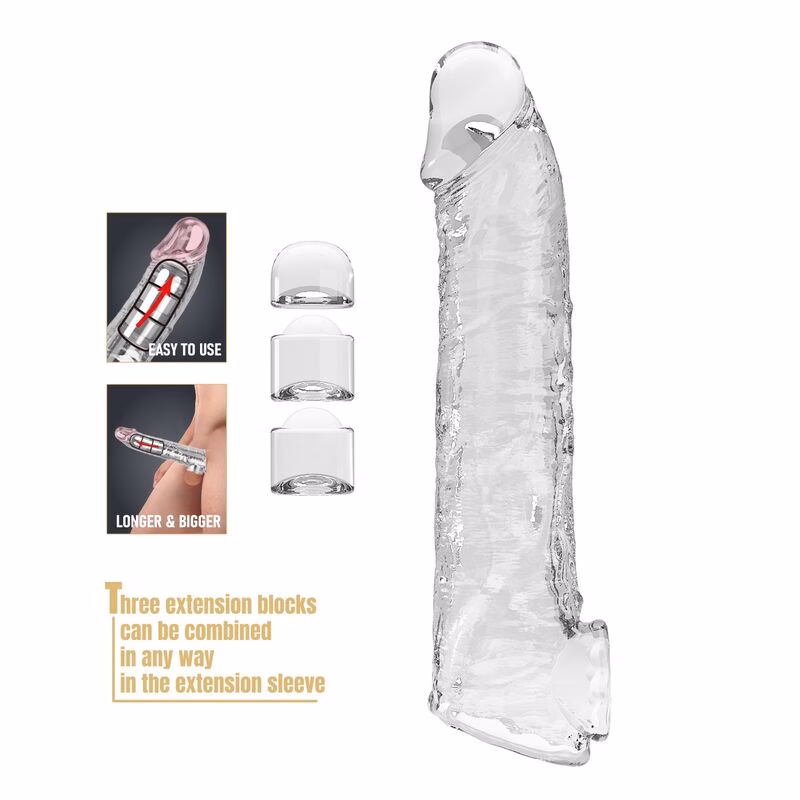 PRETTY LOVE - FUNDA EXTENSORA PARA PENE AJUSTABLE 26 CM Ø 4 CM COLOR TRANSPARENTE - Imagen 2