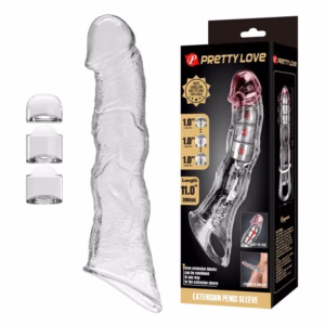 PRETTY LOVE - FUNDA EXTENSORA PARA PENE AJUSTABLE 28 CM Ø 4,5 CM COLOR TRANSPARENTE