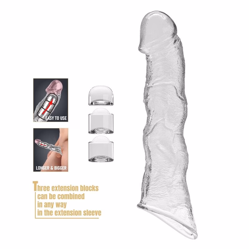 PRETTY LOVE - FUNDA EXTENSORA PARA PENE AJUSTABLE 28 CM Ø 4,5 CM COLOR TRANSPARENTE - Imagen 6