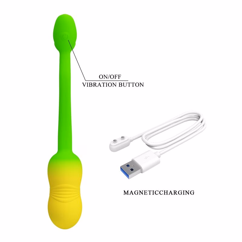 PRETTY LOVE - HUEVO VIBRADOR PULSEN CONTROL APP 12 FUNCIONES RECARGABLE USB VERDE-AMARILLO - Imagen 9