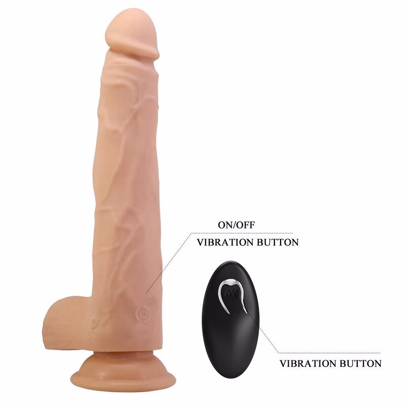 PRETTY LOVE - NOLAN DILDO VIBRADOR CON EMPUJE Y ROTACIÓN CONTROL REMOTO 24,5 CM Ø 5 CM COLOR NATURAL - Imagen 2