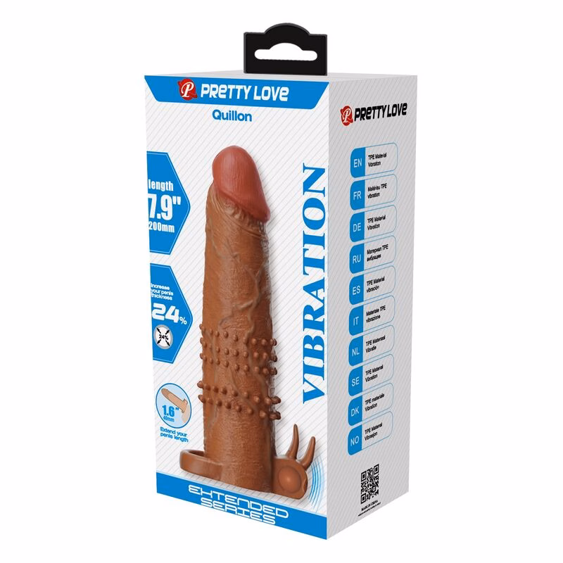 PRETTY LOVE - QUILLON FUNDA PARA PENE VIBRADORA 20 CM Ø 4 CM COLOR MARRÓN - Imagen 3
