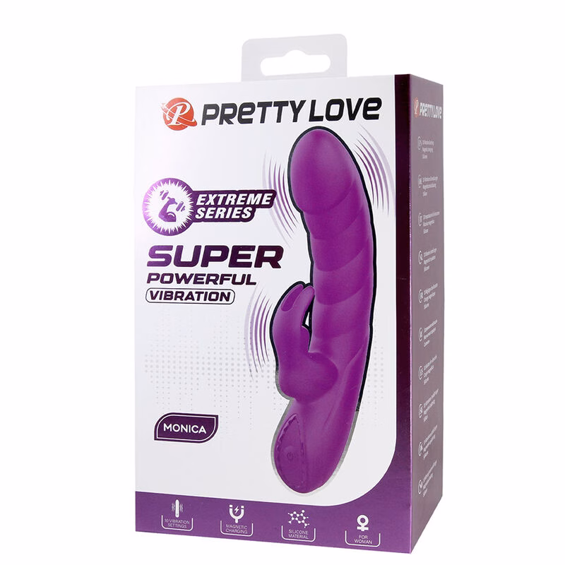PRETTY LOVE - MONICA VIBRADOR DOBLE ESTIMULACIÓN PARA PUNTO G Y CLÍTORIS RECARGABLE MORADO - Imagen 3