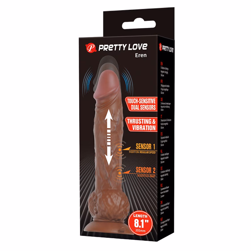PRETTY LOVE - EREN DILDO VIBRADOR CON EMPUJE 20,5 CM Ø 4,5 CM MARRÓN - Imagen 9