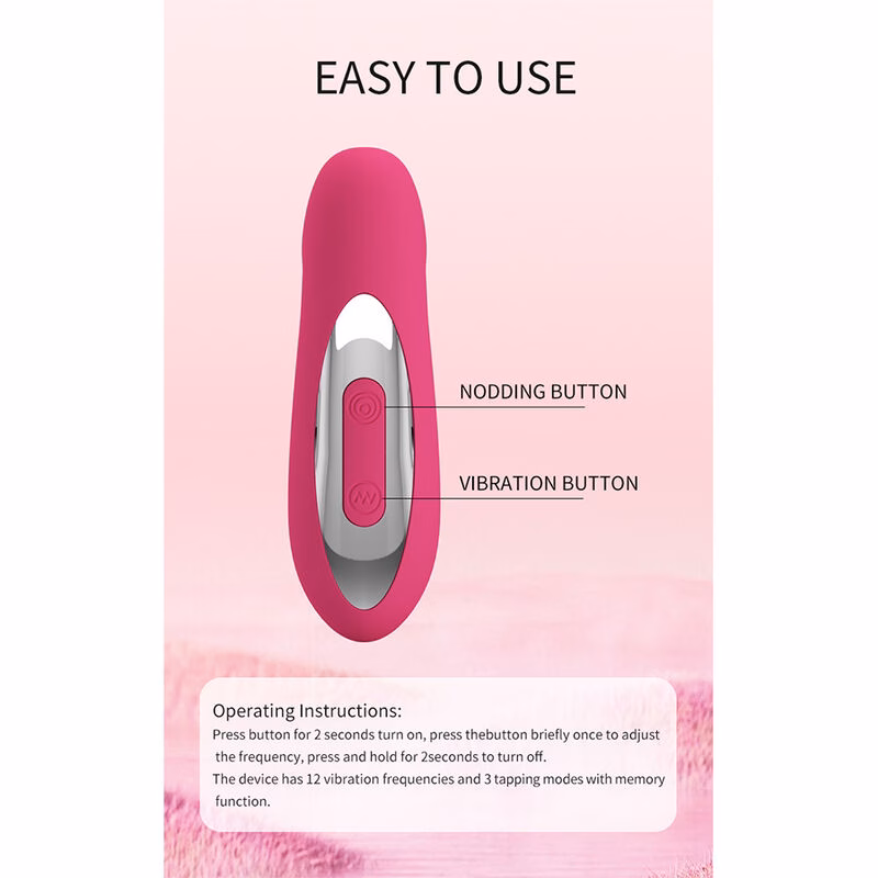 PRETTY LOVE - DUDEN VIBRADOR DE SILICONA RECARGABLE 12 MODOS DE VIBRACIÓN Y 3 MODOS DE BALANCEO ROSA - Imagen 9