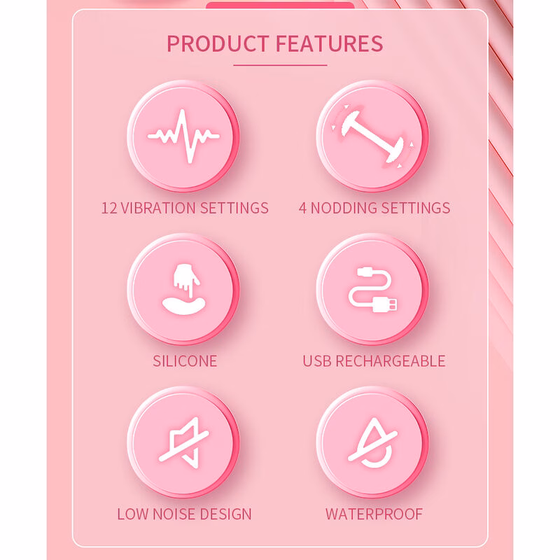 PRETTY LOVE - DUDEN VIBRADOR DE SILICONA RECARGABLE 12 MODOS DE VIBRACIÓN Y 3 MODOS DE BALANCEO ROSA - Imagen 14