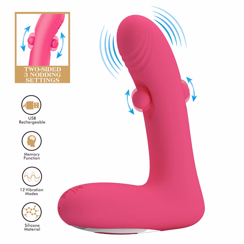 PRETTY LOVE - DUDEN VIBRADOR DE SILICONA RECARGABLE 12 MODOS DE VIBRACIÓN Y 3 MODOS DE BALANCEO ROSA