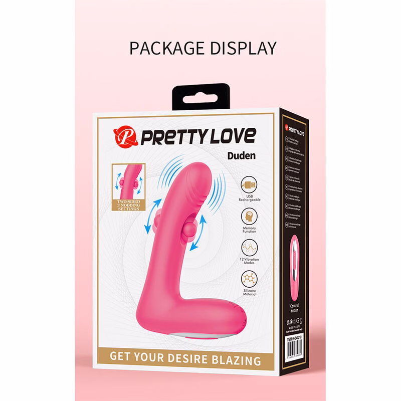 PRETTY LOVE - DUDEN VIBRADOR DE SILICONA RECARGABLE 12 MODOS DE VIBRACIÓN Y 3 MODOS DE BALANCEO ROSA - Imagen 17