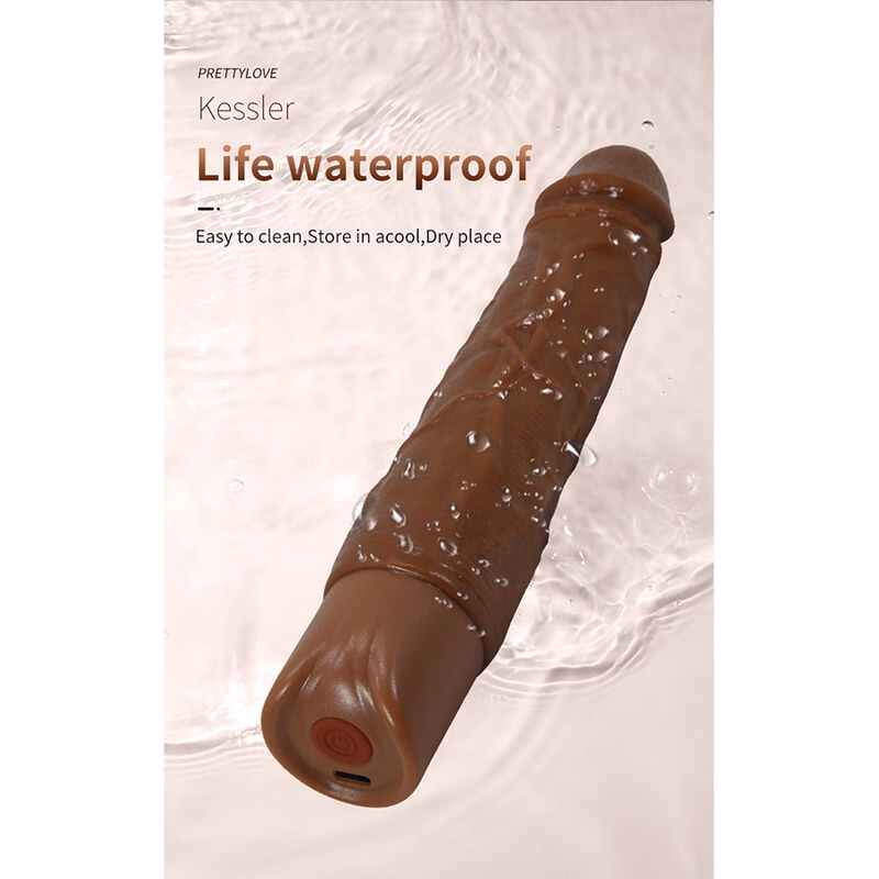 PRETTY LOVE - KESSLER DILDO VIBRADOR REALISTA 10 MODOS DE VIBRACIÓN Y 10 DE EMPUJE 22 CM MARRÓN - Imagen 7