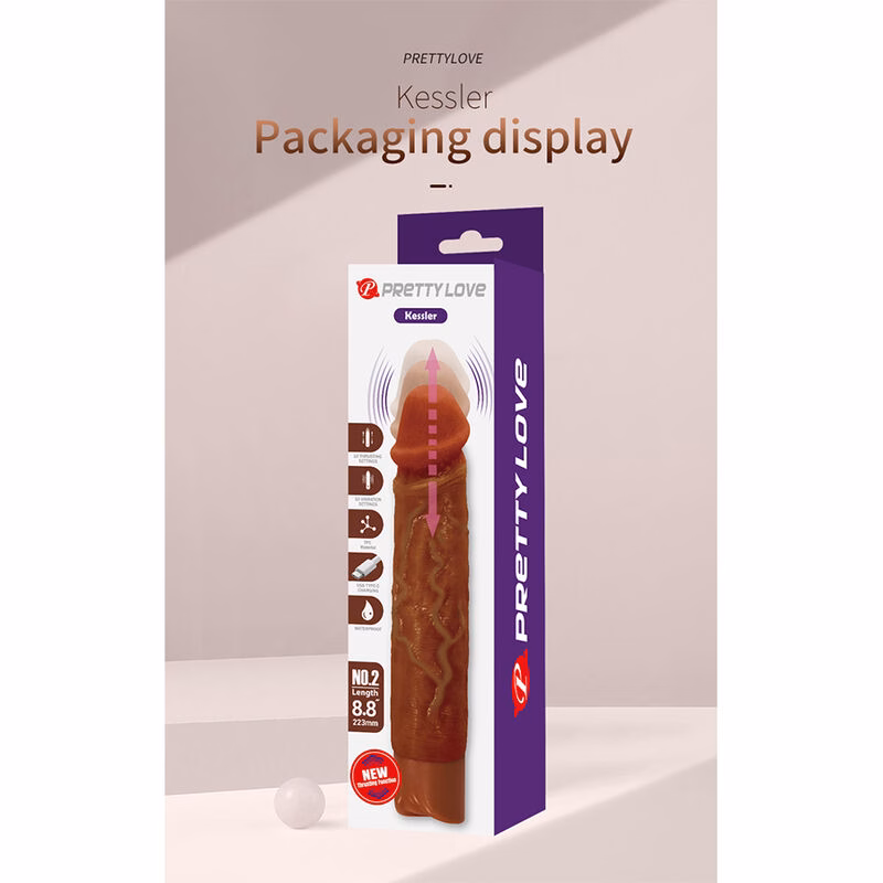 PRETTY LOVE - KESSLER DILDO VIBRADOR REALISTA 10 MODOS DE VIBRACIÓN Y 10 DE EMPUJE 22 CM MARRÓN - Imagen 17