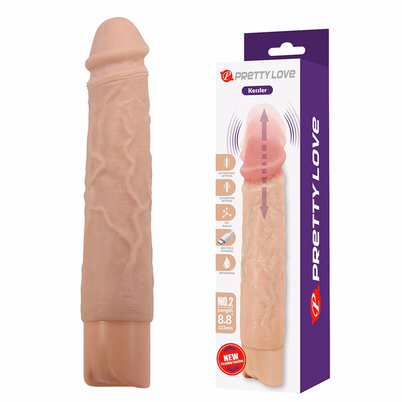 PRETTY LOVE - KESSLER DILDO VIBRADOR REALISTA 10 MODOS DE VIBRACIÓN Y 10 DE EMPUJE 22 CM NATURAL