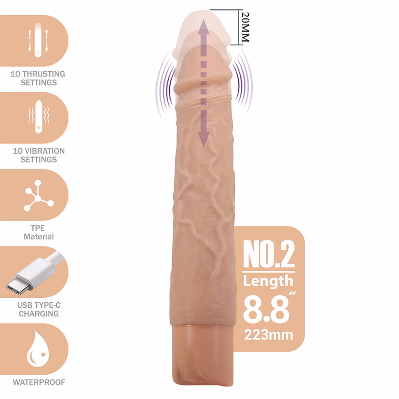 PRETTY LOVE - KESSLER DILDO VIBRADOR REALISTA 10 MODOS DE VIBRACIÓN Y 10 DE EMPUJE 22 CM NATURAL - Imagen 2