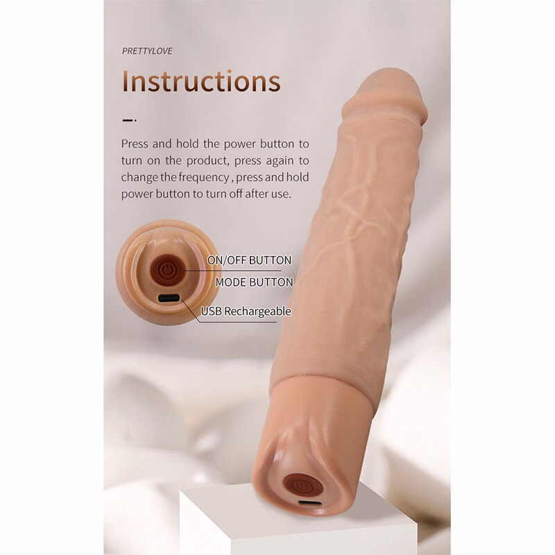 PRETTY LOVE - KESSLER DILDO VIBRADOR REALISTA 10 MODOS DE VIBRACIÓN Y 10 DE EMPUJE 22 CM NATURAL - Imagen 11
