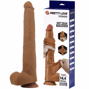 PRETTY LOVE - VIGGO DILDO REALISTA TACTO SUAVE CON PIEL DESLIZANTE 36,5 CM MARRÓN