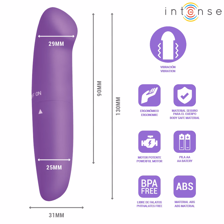 INTENSE - PHIL VIBRADOR PUNTO G LILA 13 CM - Imagen 3