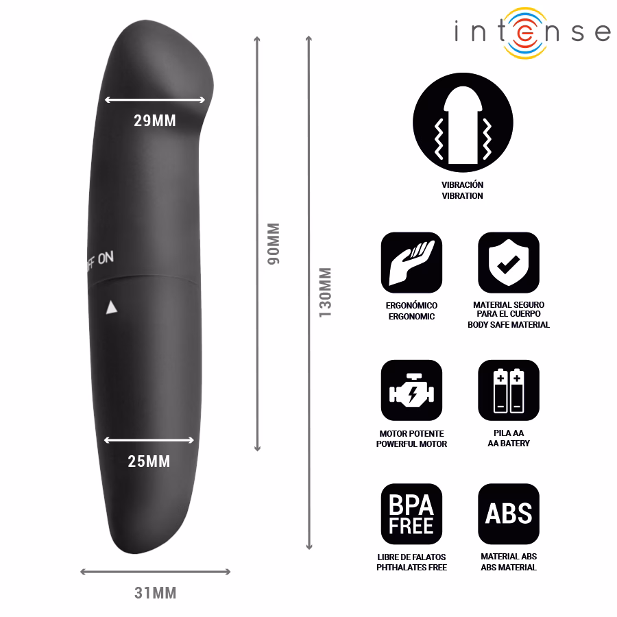 INTENSE - PHIL VIBRADOR PUNTO G NEGRO 13 CM - Imagen 3
