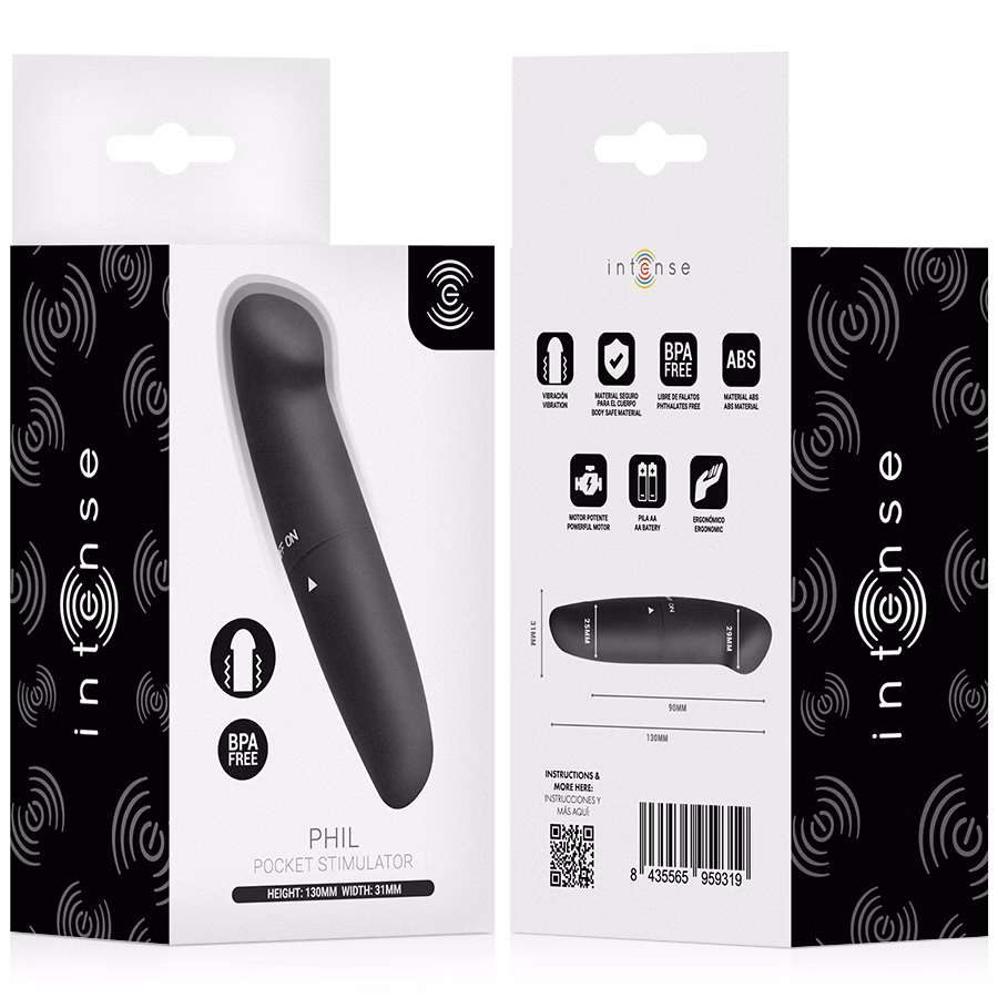 INTENSE - PHIL VIBRADOR PUNTO G NEGRO 13 CM - Imagen 5