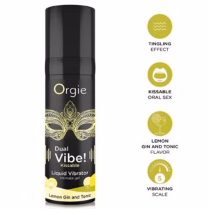 ORGIE - DUAL VIBE! LEMON GIN AND TONIC GEL ÍNTIMO BESABLE EFECTO VIBRANTE 15 ML