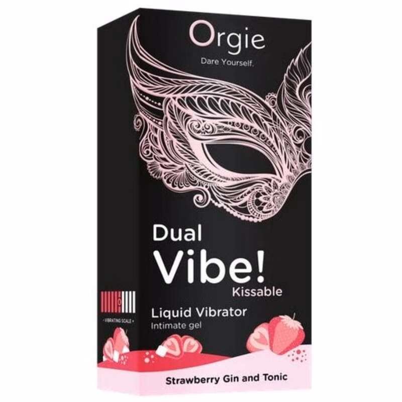 ORGIE - DUAL VIBE! GIN AND TONIC FRESA GEL ÍNTIMO BESABLE EFECTO VIBRANTE 15 ML - Imagen 2