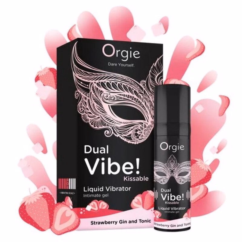 ORGIE - DUAL VIBE! GIN AND TONIC FRESA GEL ÍNTIMO BESABLE EFECTO VIBRANTE 15 ML - Imagen 3
