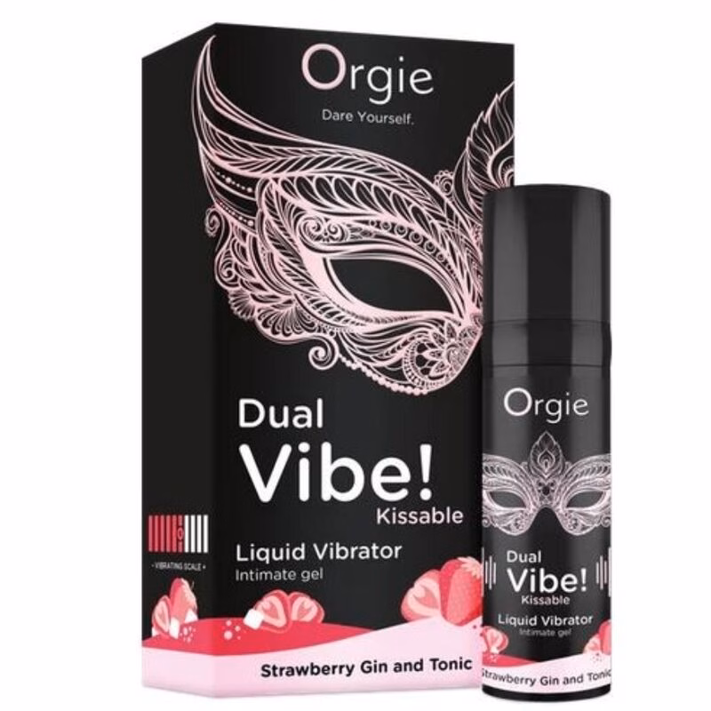 ORGIE - DUAL VIBE! GIN AND TONIC FRESA GEL ÍNTIMO BESABLE EFECTO VIBRANTE 15 ML - Imagen 4