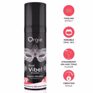 ORGIE - DUAL VIBE! GIN AND TONIC FRESA GEL ÍNTIMO BESABLE EFECTO VIBRANTE 15 ML