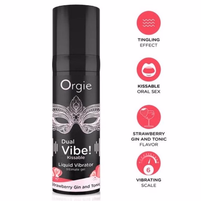 ORGIE - DUAL VIBE! GIN AND TONIC FRESA GEL ÍNTIMO BESABLE EFECTO VIBRANTE 15 ML
