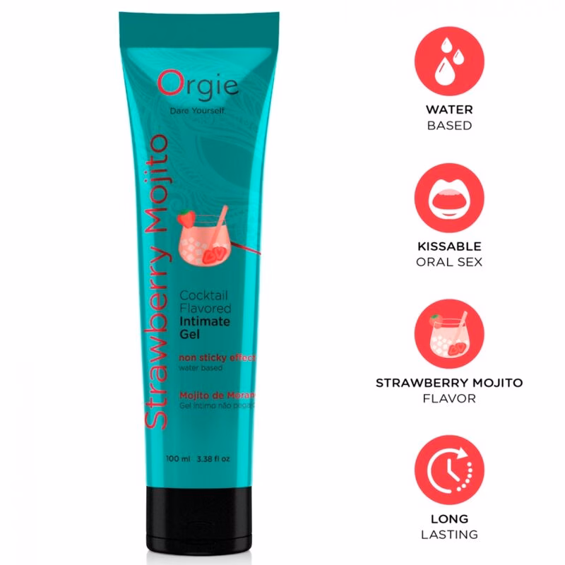 ORGIE - LUBRICANTE GEL ÍNTIMO BESABLE BASE DE AGUA COCKTAIL MOJITO DE FRESA 100 ML