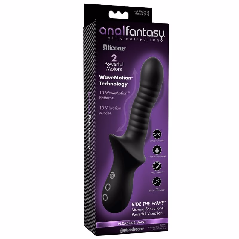ANAL FANTASY ELITE - PLEASURE WAVE MASAJEADOR ANAL WAVEMOTION RECARGABLE NEGRO - Imagen 3