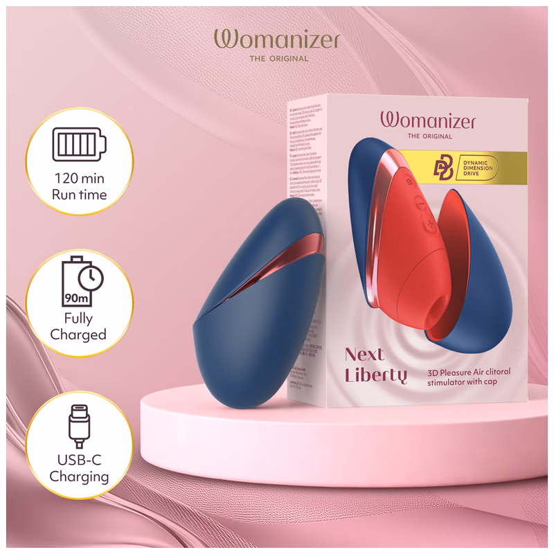 WOMANIZER - NEXT LIBERTY ESTIMULADOR DE CLÍTORIS 3D PLEASURE AIR AZUL/ROJO - Imagen 8