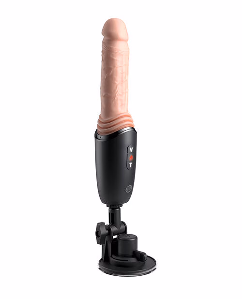 KING COCK PLUS - THRUSTING COCK PRO DILDO DE SILICONA CON EMPUJE VIBRACIÓN Y CALOR LIGHT 12,7 CM - Imagen 3
