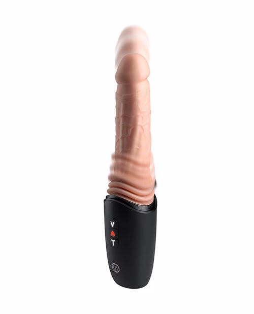 KING COCK PLUS - THRUSTING COCK PRO DILDO DE SILICONA CON EMPUJE VIBRACIÓN Y CALOR LIGHT 12,7 CM - Imagen 6