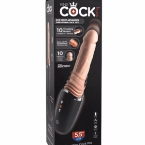 KING COCK PLUS - THRUSTING COCK PRO DILDO DE SILICONA CON EMPUJE VIBRACIÓN Y CALOR LIGHT 12,7 CM